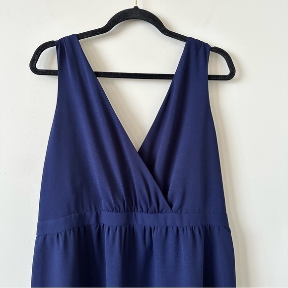 Park & Fifth- Navy Wrap Front Midi Dress (Size:14) - Picture 2 of 10